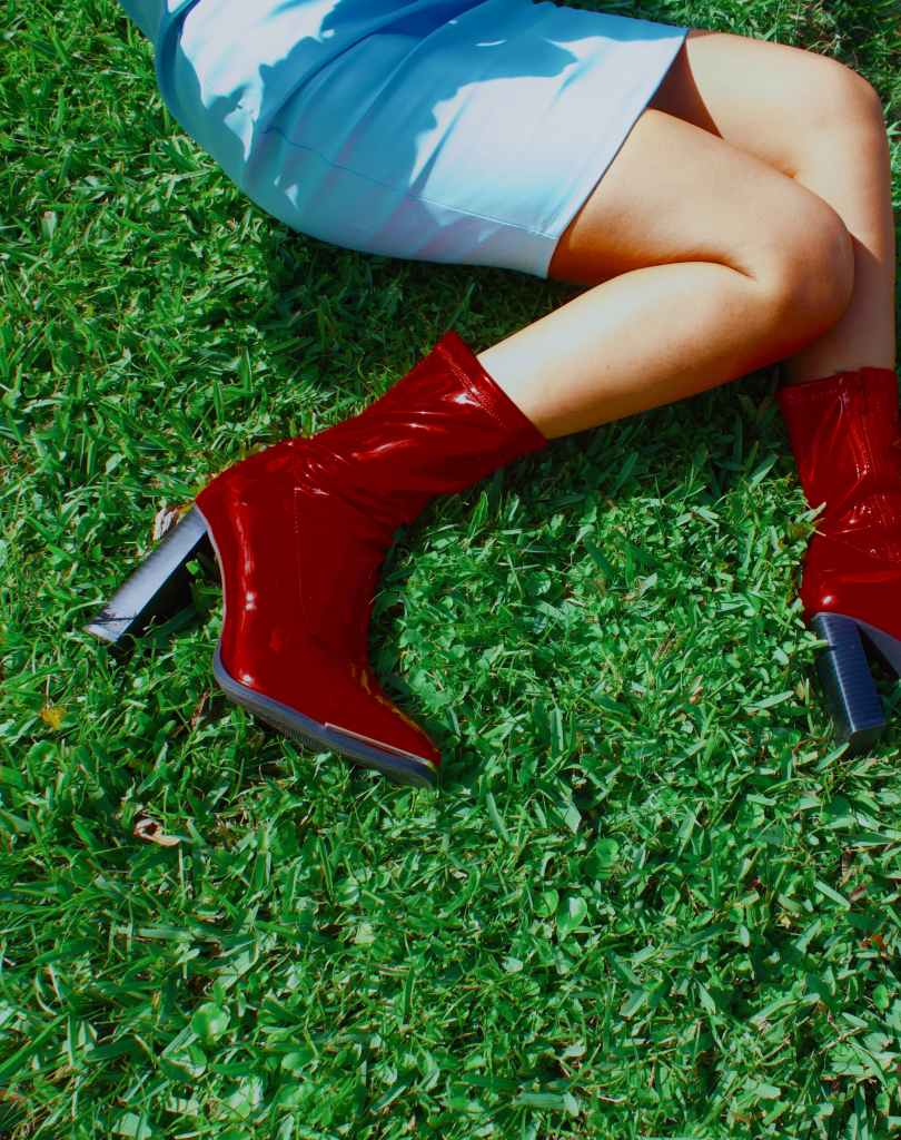 shiny red boots 